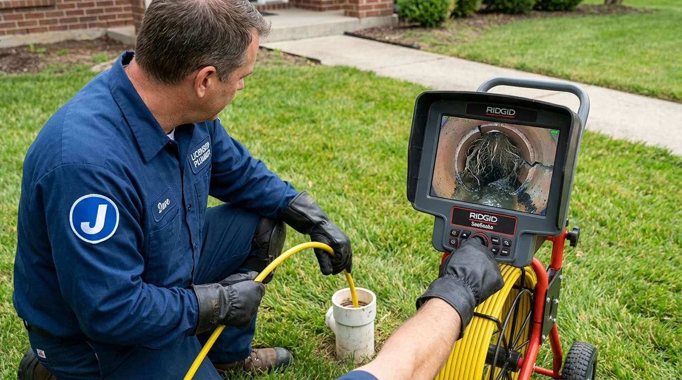 Sewer camera inspection being performed by Johns Plumbing LLC in South Whitley